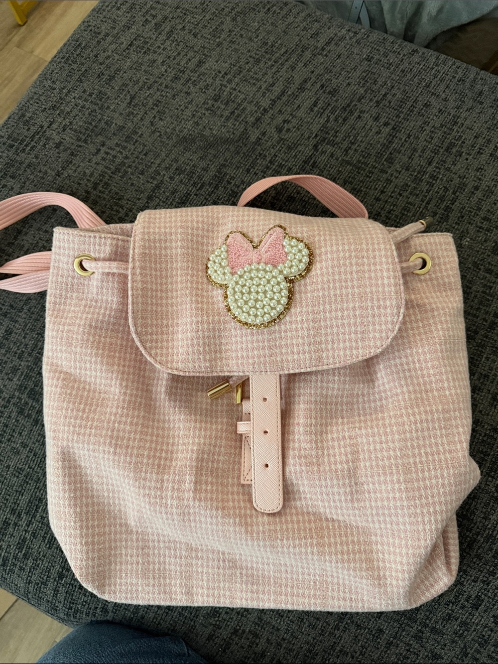 Stoney Clover Lane Blush Pink Pearl-Accent Drawstring Backpack